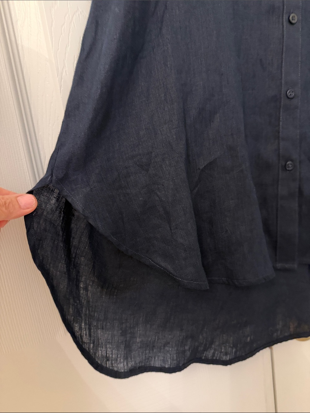 NWT Lauren Ralph Lauren Navy Blue Linen Short Sleeve Shirt - Picture 6 of 12